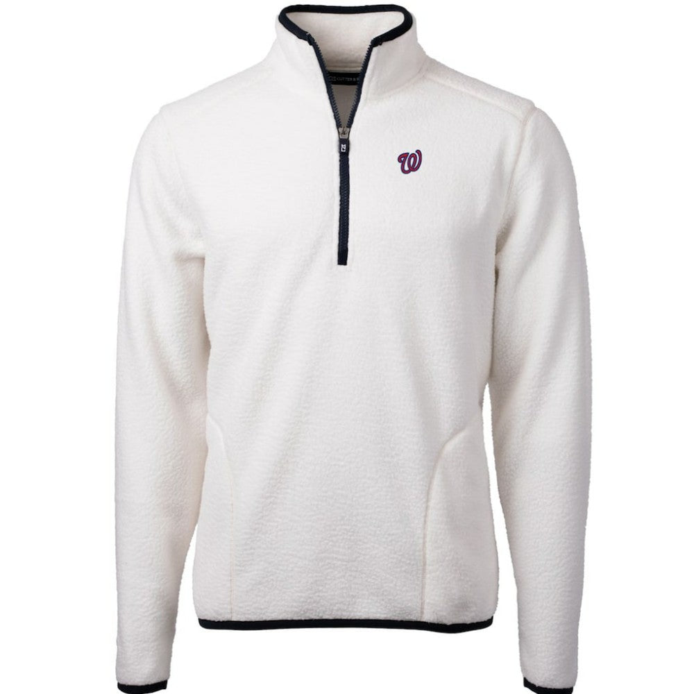 Washington Nationals Cutter & Buck Cascade Eco Sherpa Fleece Quarter-Zip Pullover Jacket - White/Navy Jackets