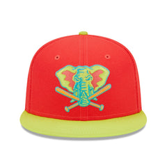 Athletics New Era 40th Anniversary Lava Highlighter Combo 59FIFTY Fitted Hat - Red/Neon Green Hats