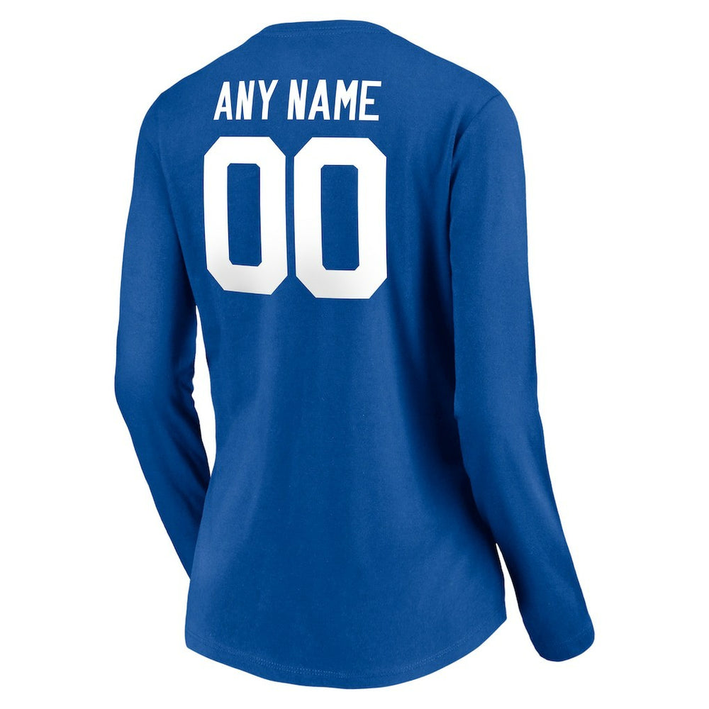 Indianapolis Colts Women's Team Authentic Personalized Name & Number Long Sleeve V-Neck T-Shirt - Royal T-shirts