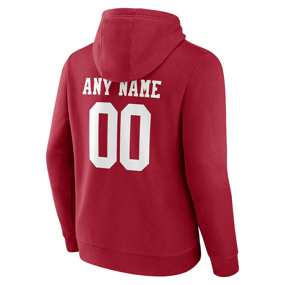 San Francisco 49ers Team Authentic Personalized Name & Number Pullover Hoodie - Scarlet Hoodies