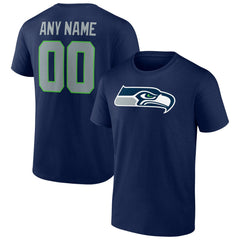 Seattle Seahawks Team Authentic Personalized Name & Number T-Shirt - College Navy T-shirts