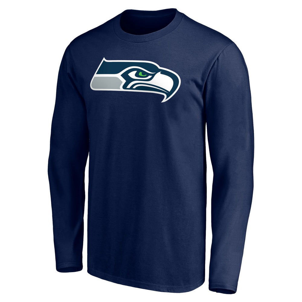 Seattle Seahawks Team Authentic Personalized Name & Number Long Sleeve T-Shirt - College Navy T-shirts