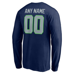 Seattle Seahawks Team Authentic Personalized Name & Number Long Sleeve T-Shirt - College Navy T-shirts