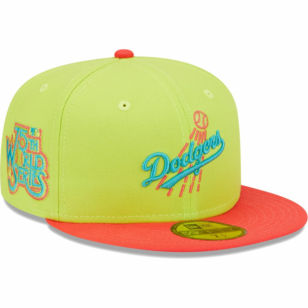 Los Angeles Dodgers New Era Cyber Highlighter 59FIFTY Fitted Hat - Green/Red Hats