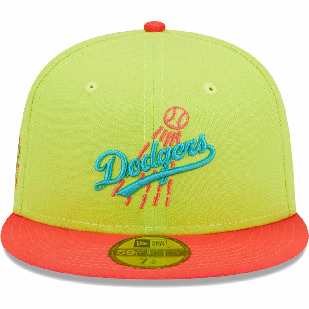 Los Angeles Dodgers New Era Cyber Highlighter 59FIFTY Fitted Hat - Green/Red Hats