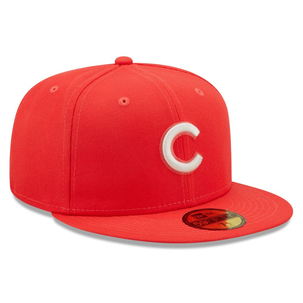 Chicago Cubs New Era Lava Highlighter Logo 59FIFTY Fitted Hat - Red Hats