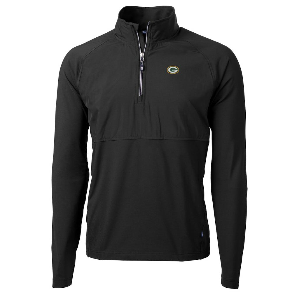 Green Bay Packers Cutter & Buck Adapt Eco Knit Hybrid Recycled Quarter-Zip Raglan Jacket - Black Jackets