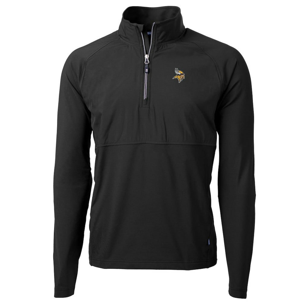 Minnesota Vikings Cutter & Buck Adapt Eco Knit Hybrid Recycled Quarter-Zip Raglan Jacket - Black Jackets