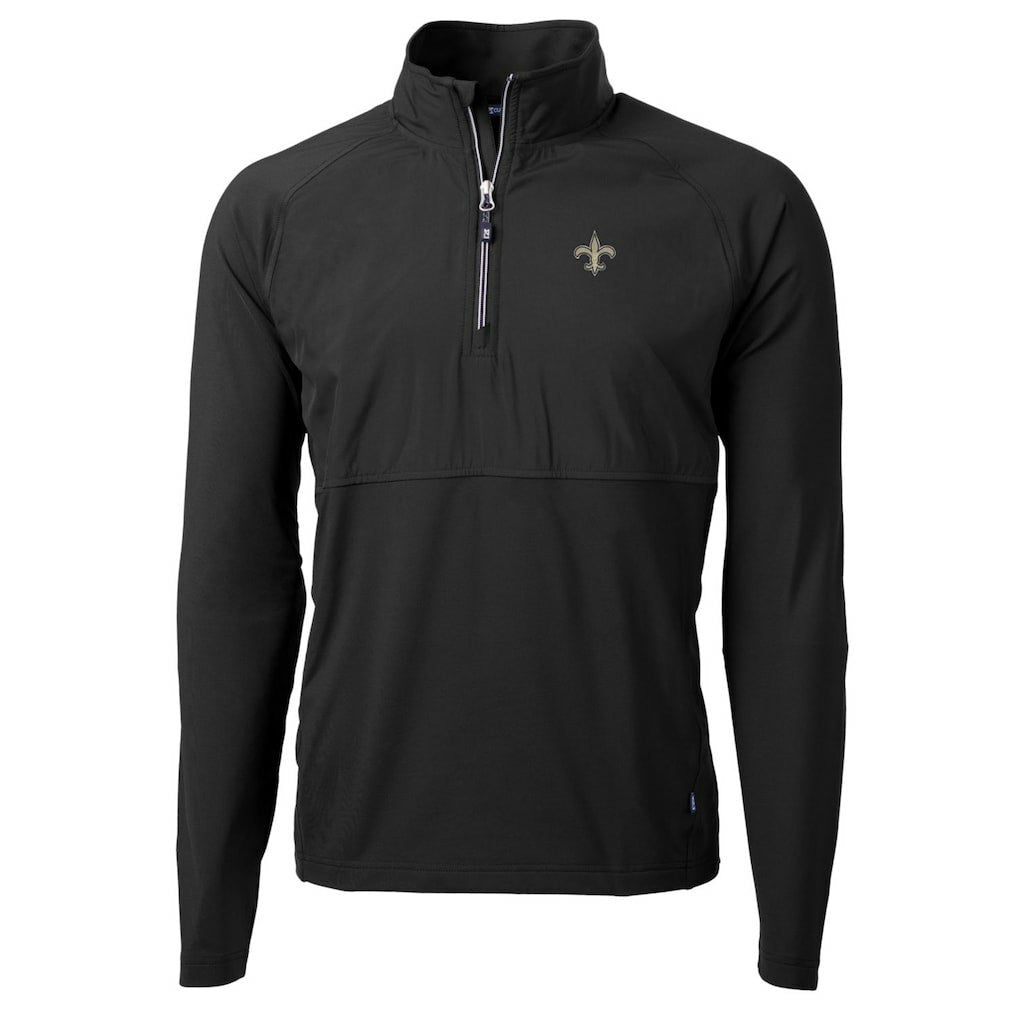 New Orleans Saints Cutter & Buck Adapt Eco Knit Hybrid Recycled Quarter-Zip Raglan Jacket - Black Jackets