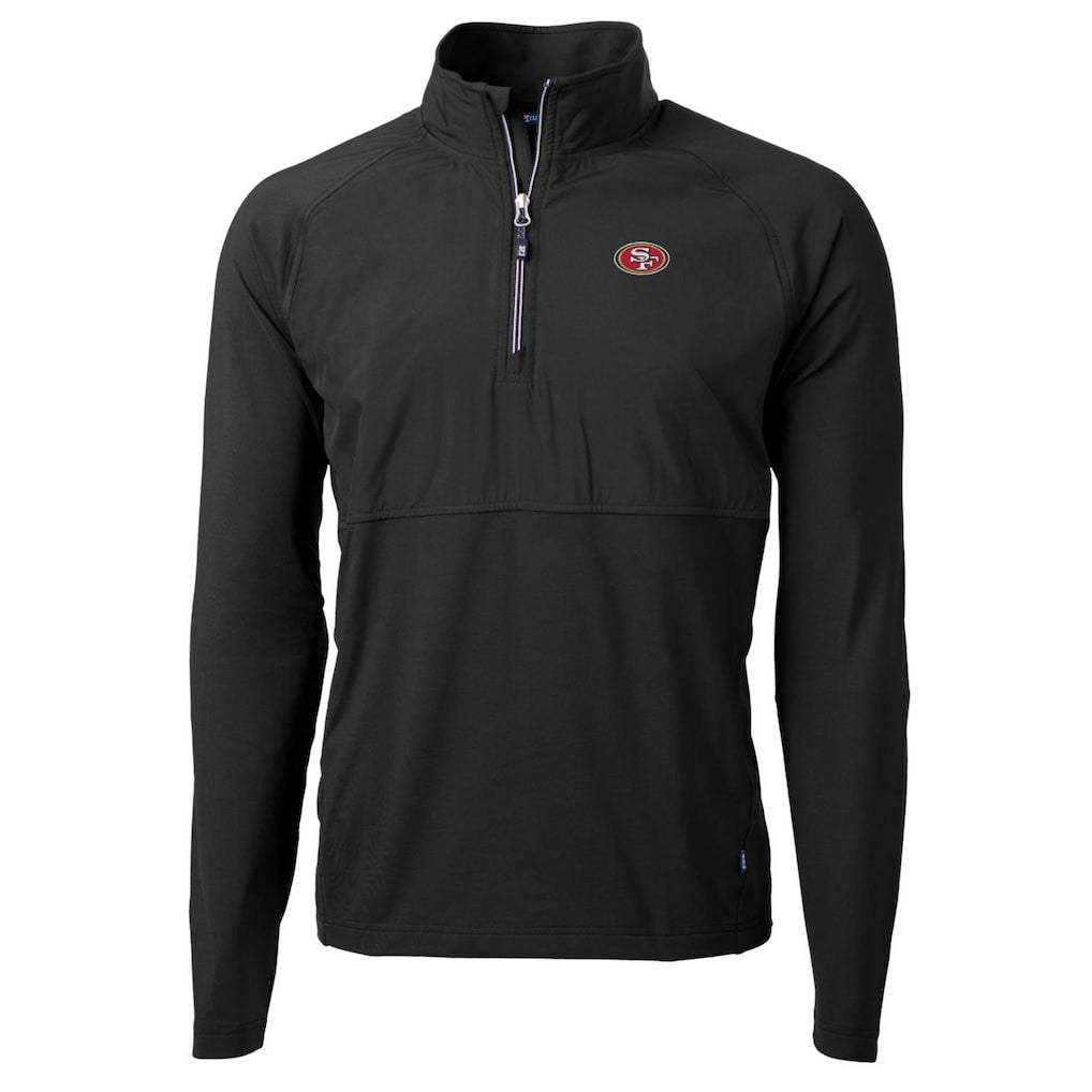 San Francisco 49ers Cutter & Buck Adapt Eco Knit Hybrid Recycled Quarter-Zip Raglan Jacket - Black Jackets
