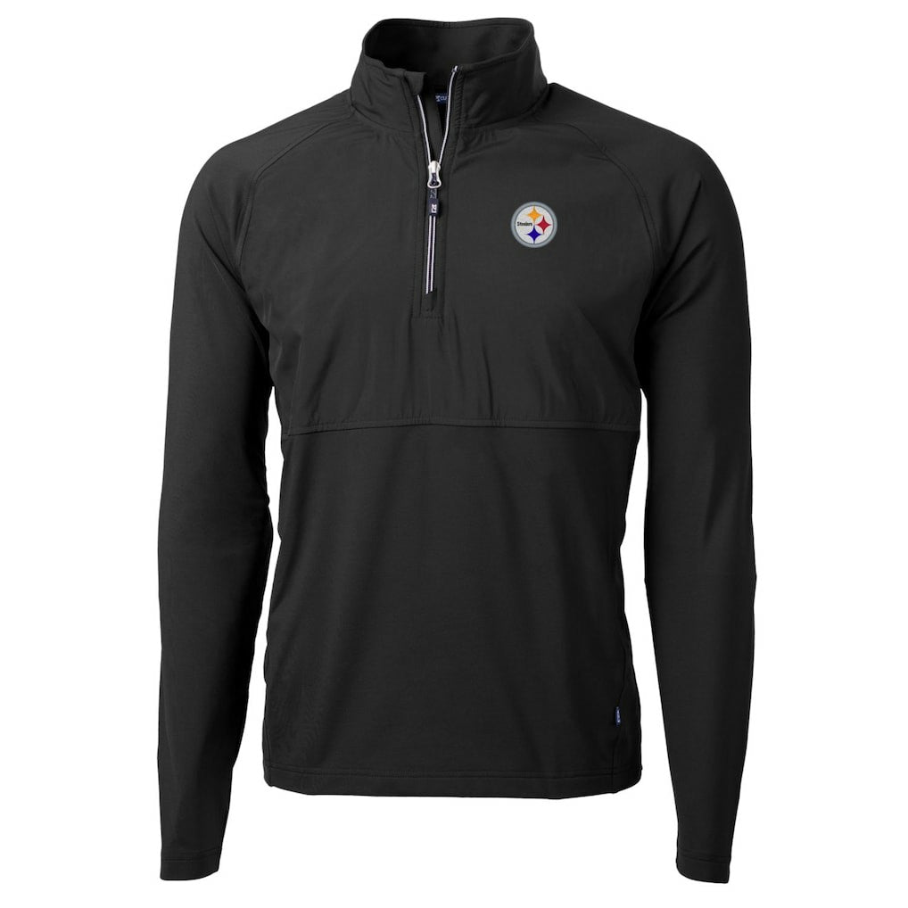 Pittsburgh Steelers Cutter & Buck Adapt Eco Knit Hybrid Recycled Quarter-Zip Raglan Jacket - Black Jackets