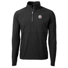 Pittsburgh Steelers Cutter & Buck Adapt Eco Knit Hybrid Recycled Quarter-Zip Raglan Jacket - Black Jackets