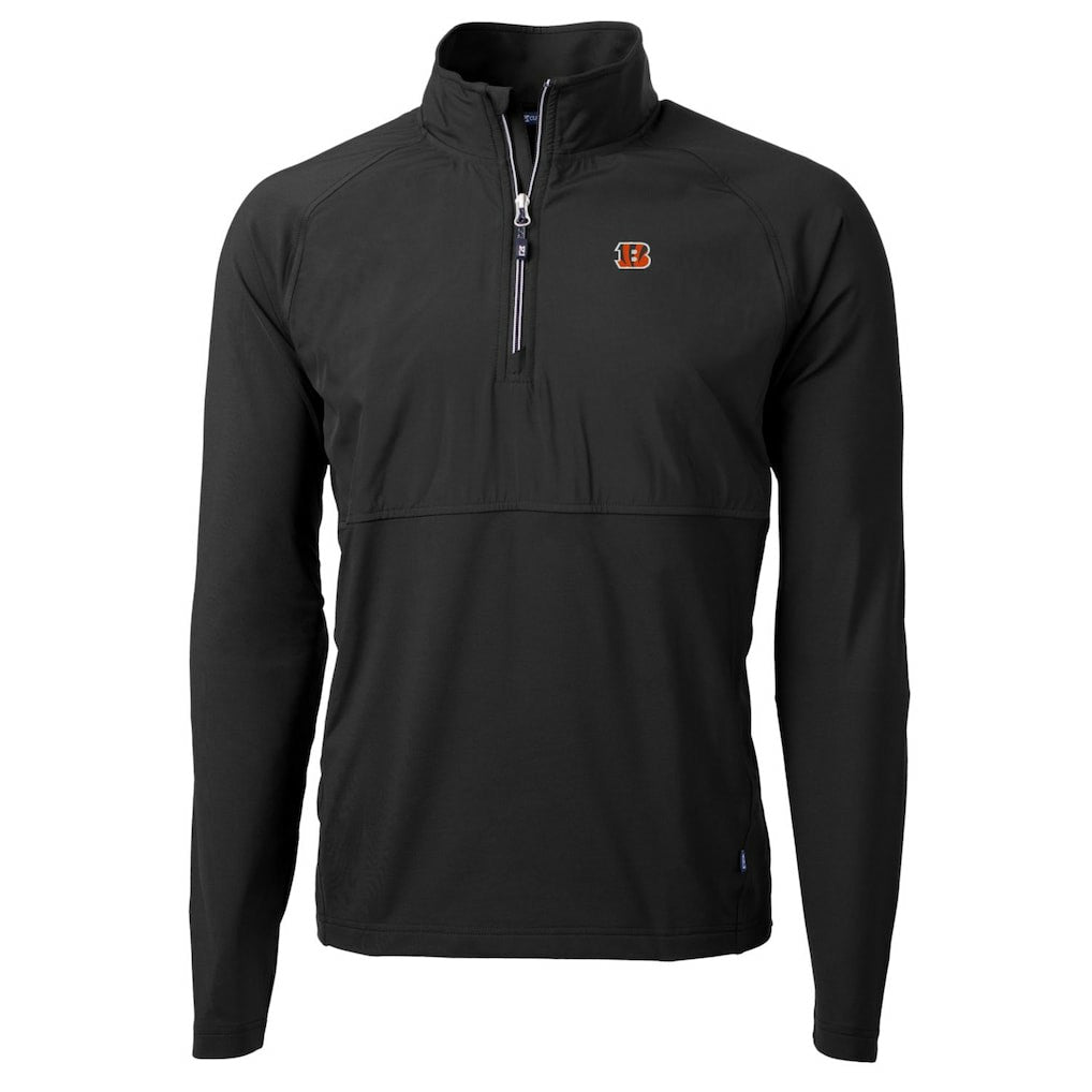 Cincinnati Bengals Cutter & Buck Adapt Eco Knit Hybrid Recycled Quarter-Zip Raglan Jacket - Black Jackets