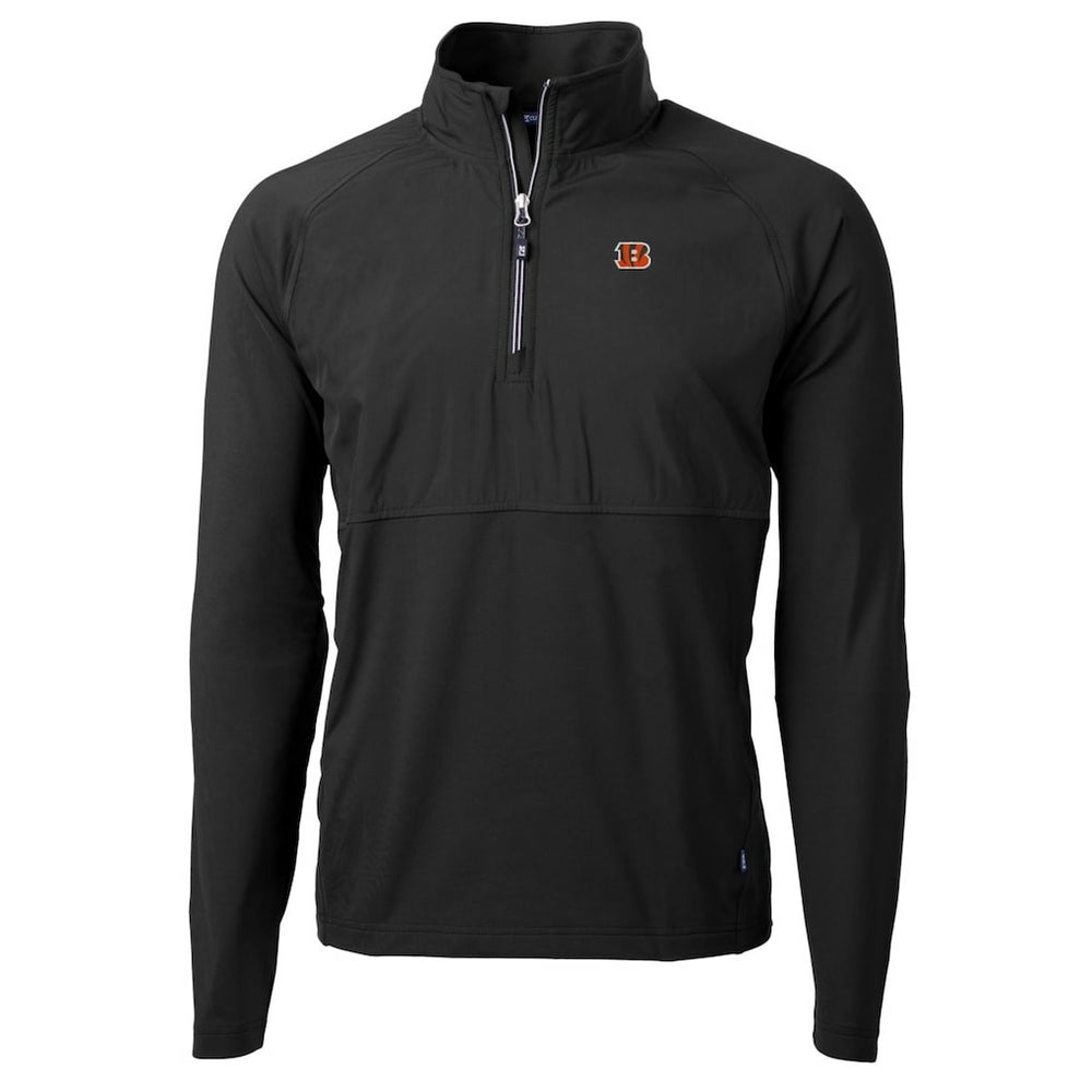 Cincinnati Bengals Cutter & Buck Adapt Eco Knit Hybrid Recycled Quarter-Zip Raglan Jacket - Black Jackets