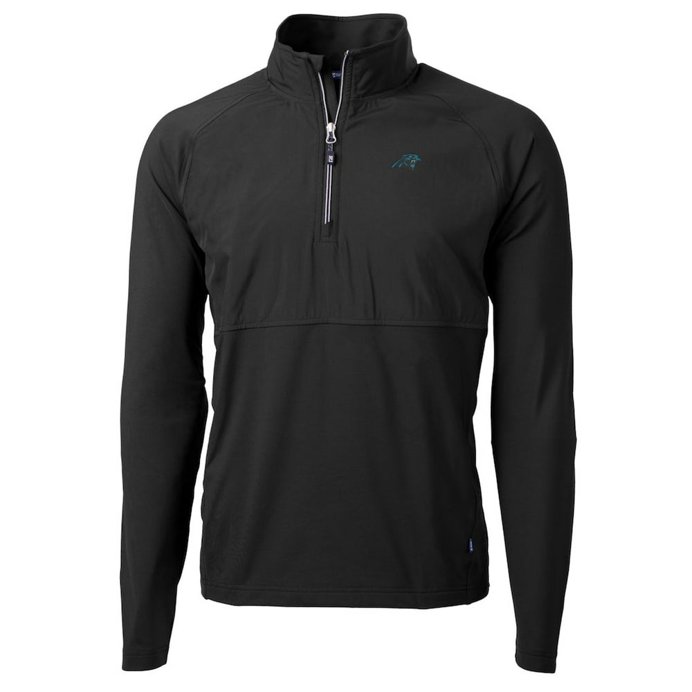 Carolina Panthers Cutter & Buck Adapt Eco Knit Hybrid Recycled Quarter-Zip Raglan Jacket - Black Jackets