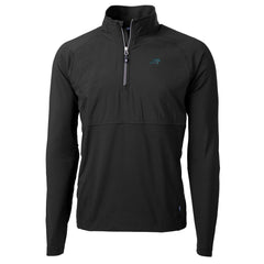 Carolina Panthers Cutter & Buck Adapt Eco Knit Hybrid Recycled Quarter-Zip Raglan Jacket - Black Jackets