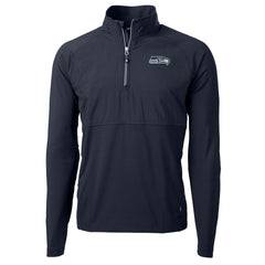Seattle Seahawks Cutter & Buck Adapt Eco Knit Hybrid Recycled Quarter-Zip Raglan Jacket - Navy Jackets