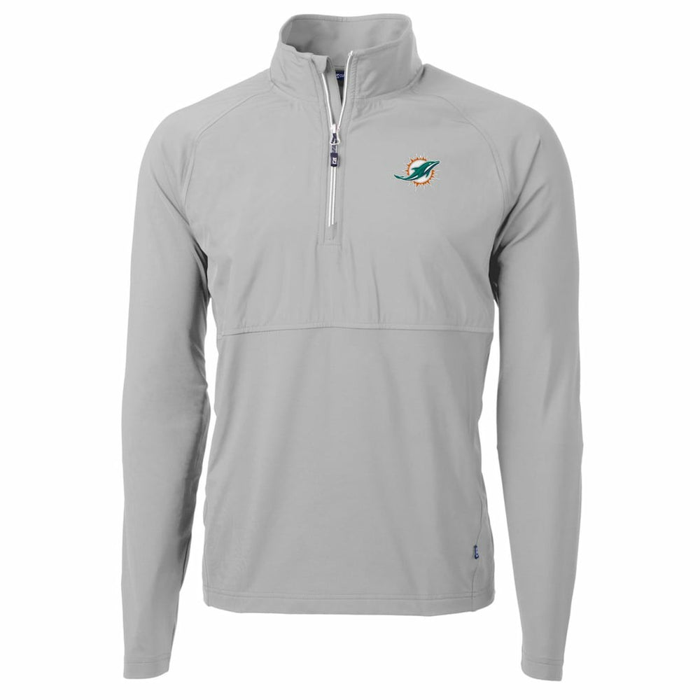 Miami Dolphins Cutter & Buck Adapt Eco Knit Hybrid Recycled Quarter-Zip Raglan Jacket - Gray Jackets
