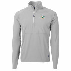 Miami Dolphins Cutter & Buck Adapt Eco Knit Hybrid Recycled Quarter-Zip Raglan Jacket - Gray Jackets