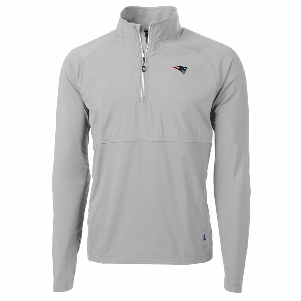 New England Patriots Cutter & Buck Adapt Eco Knit Hybrid Recycled Quarter-Zip Raglan Jacket - Gray Jackets