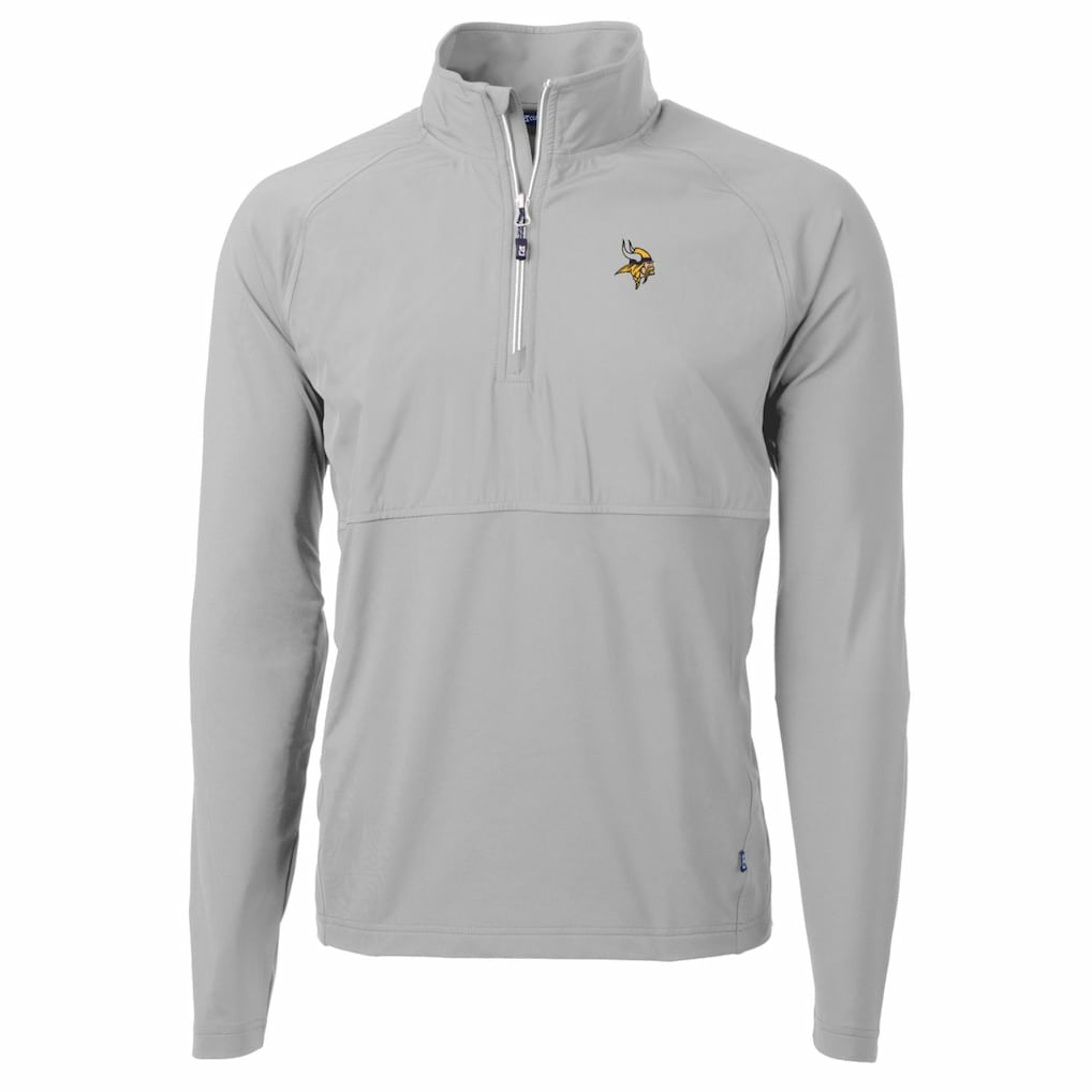 Minnesota Vikings Cutter & Buck Adapt Eco Knit Hybrid Recycled Quarter-Zip Raglan Jacket - Gray Jackets