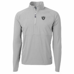 Las Vegas Raiders Cutter & Buck Adapt Eco Knit Hybrid Recycled Quarter-Zip Raglan Jacket - Gray Jackets