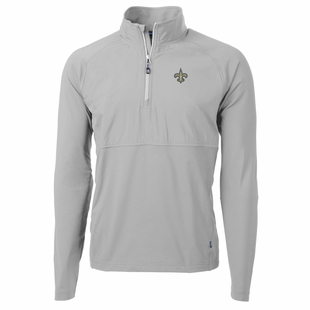 New Orleans Saints Cutter & Buck Adapt Eco Knit Hybrid Recycled Quarter-Zip Raglan Jacket - Gray Jackets