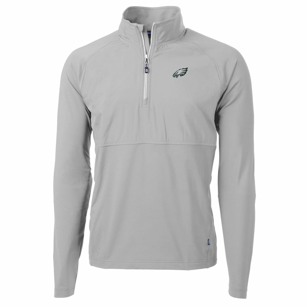Philadelphia Eagles Cutter & Buck Adapt Eco Knit Hybrid Recycled Quarter-Zip Raglan Jacket - Gray Jackets