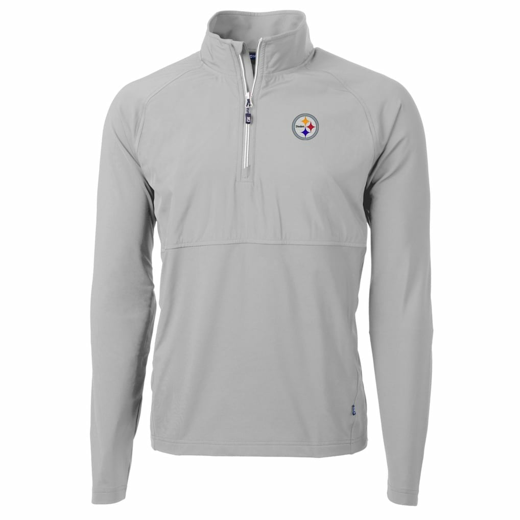 Pittsburgh Steelers Cutter & Buck Adapt Eco Knit Hybrid Recycled Quarter-Zip Raglan Jacket - Gray Jackets