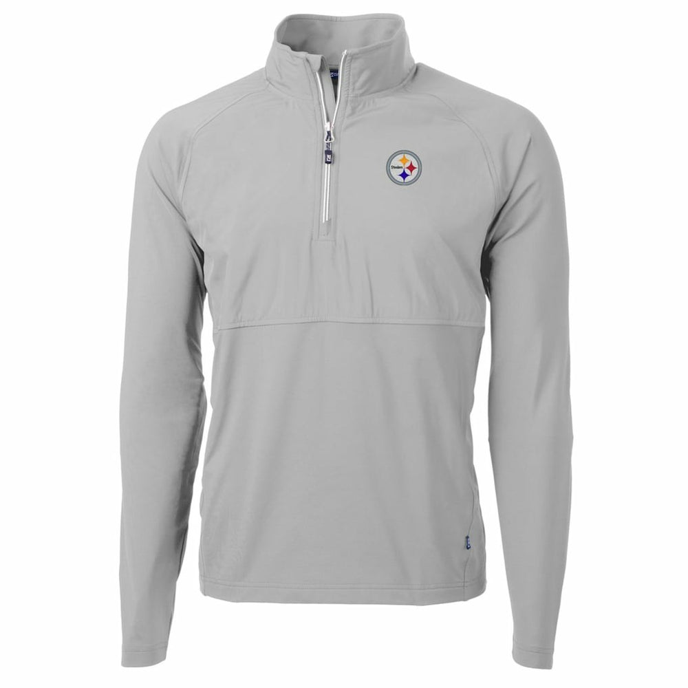 Pittsburgh Steelers Cutter & Buck Adapt Eco Knit Hybrid Recycled Quarter-Zip Raglan Jacket - Gray Jackets