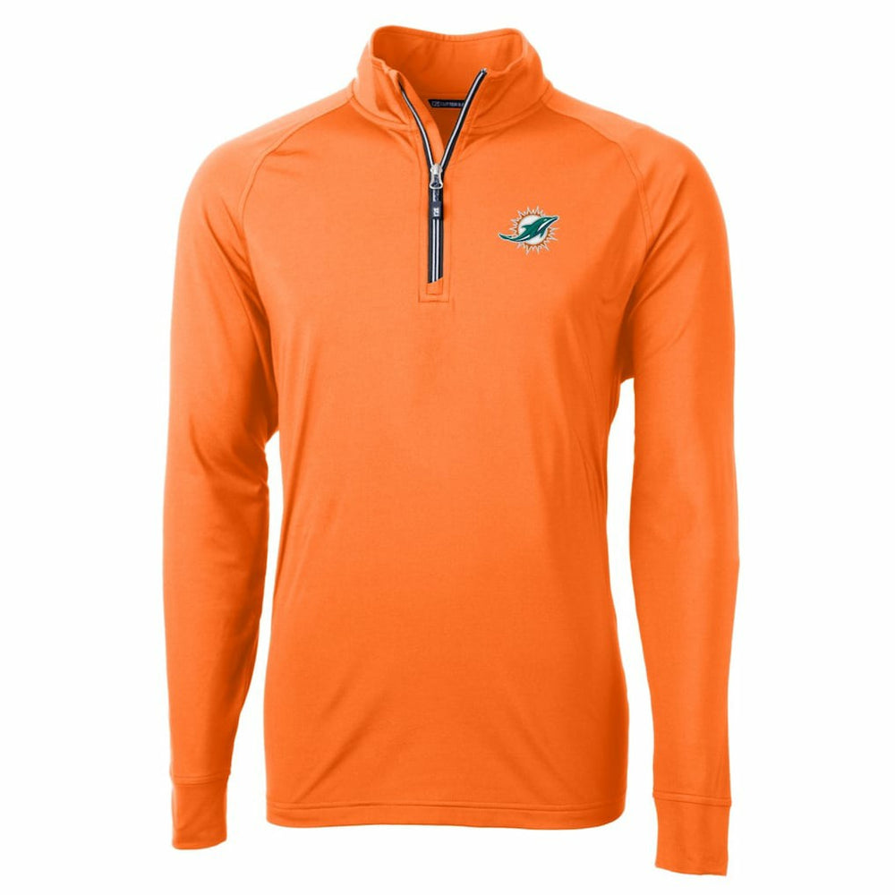 Miami Dolphins Cutter & Buck Adapt Eco Knit Stretch Recycled Quarter-Zip Jacket - Orange Jackets