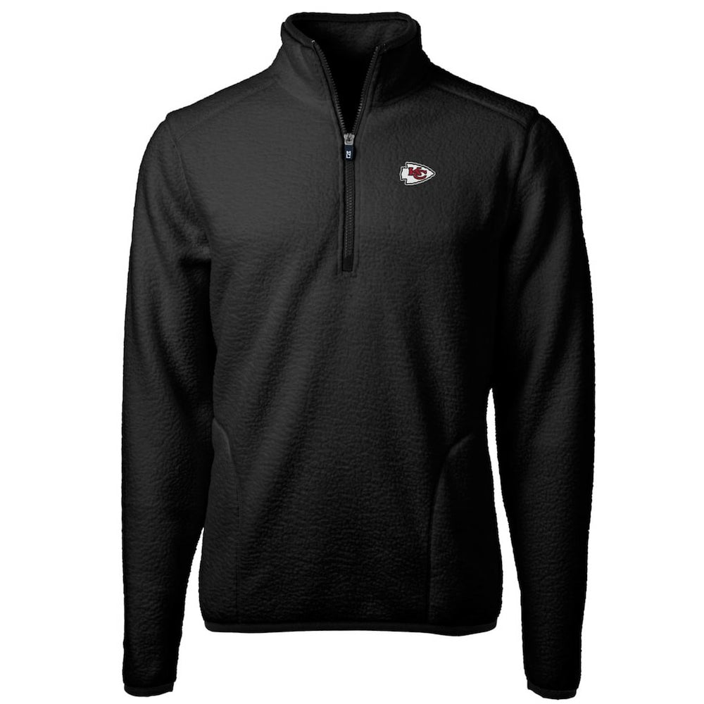 Kansas City Chiefs Cutter & Buck Cascade Eco Sherpa Fleece Quarter-Zip Pullover Jacket - Black Pullover