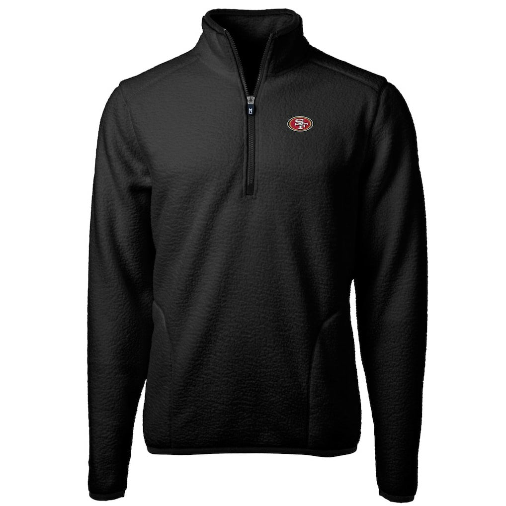 San Francisco 49ers Cutter & Buck Cascade Eco Sherpa Fleece Quarter-Zip Pullover Jacket - Black Pullover