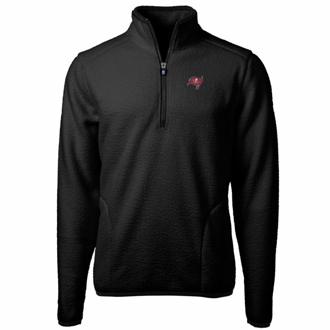 Tampa Bay Buccaneers Cutter & Buck Cascade Eco Sherpa Fleece Quarter-Zip Pullover Jacket - Black Pullover
