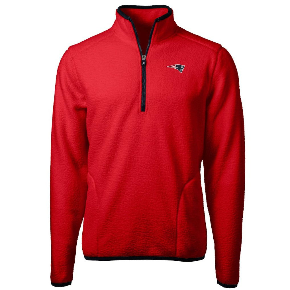 New England Patriots Cutter & Buck Cascade Eco Sherpa Fleece Quarter-Zip Pullover Jacket - Red Pullover