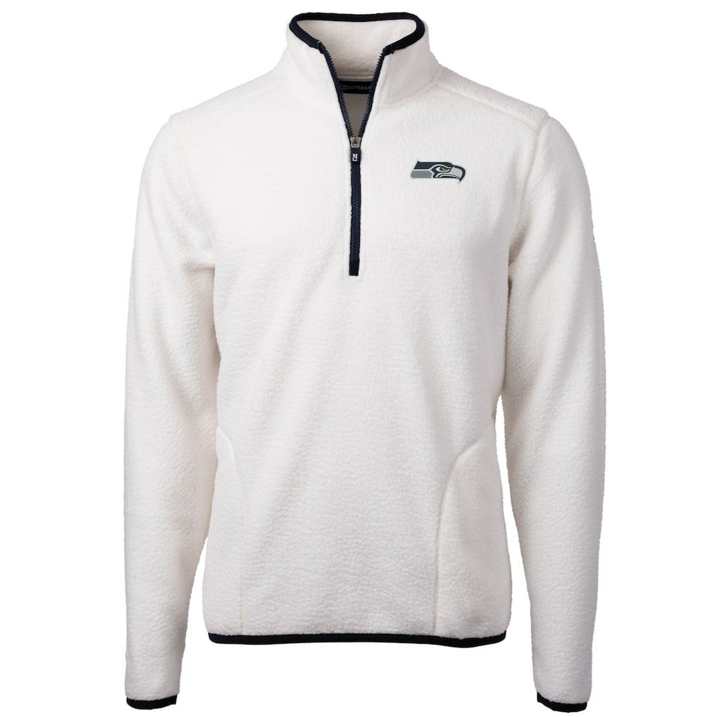 Seattle Seahawks Cutter & Buck Cascade Eco Sherpa Fleece Quarter-Zip Pullover Jacket - White Pullover