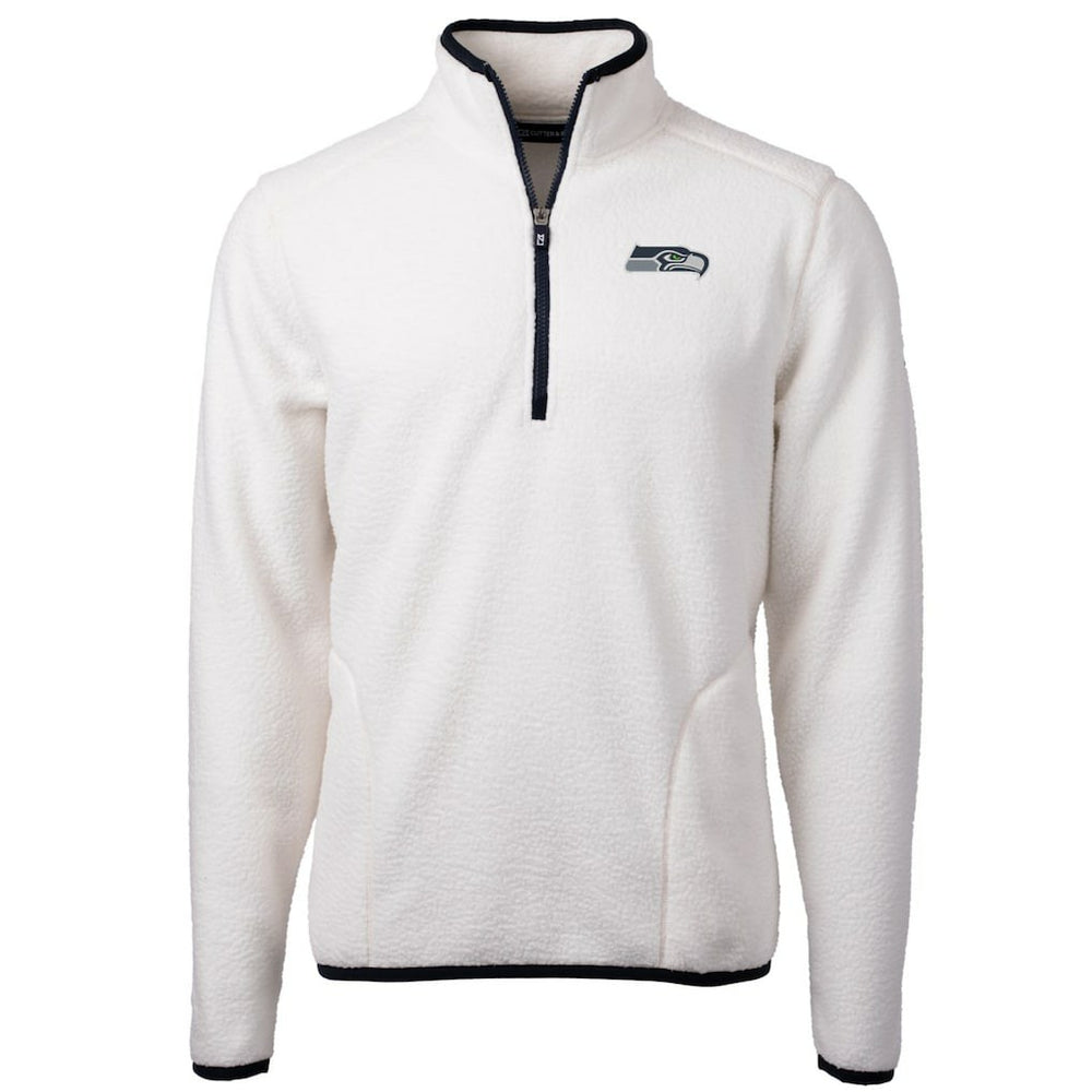 Seattle Seahawks Cutter & Buck Cascade Eco Sherpa Fleece Quarter-Zip Pullover Jacket - White Pullover