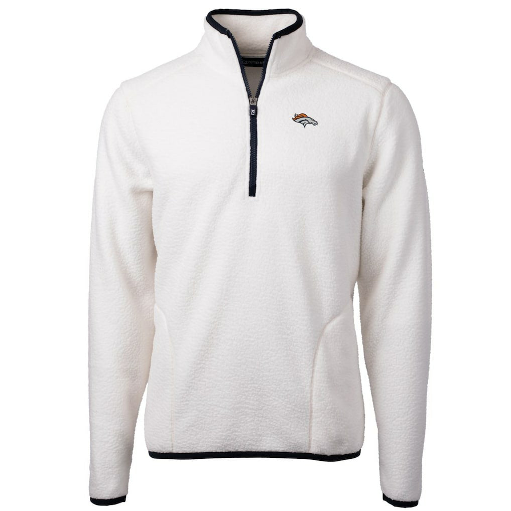 Denver Broncos Cutter & Buck Cascade Eco Sherpa Fleece Quarter-Zip Pullover Jacket - White Pullover
