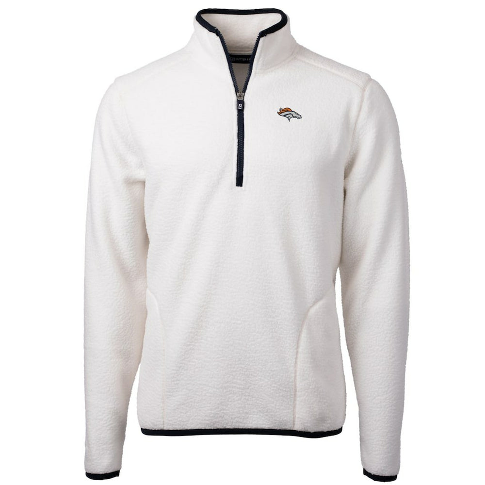 Denver Broncos Cutter & Buck Cascade Eco Sherpa Fleece Quarter-Zip Pullover Jacket - White Pullover