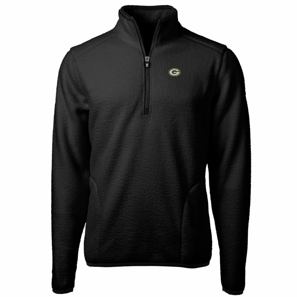 Green Bay Packers Cutter & Buck Big & Tall Cascade Eco Sherpa Fleece Quarter-Zip Pullover Jacket - Black Pullover