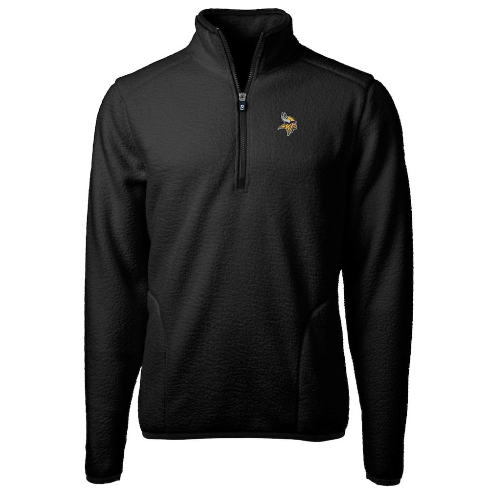 Minnesota Vikings Cutter & Buck Big & Tall Cascade Eco Sherpa Fleece Quarter-Zip Pullover Jacket - Black Pullover
