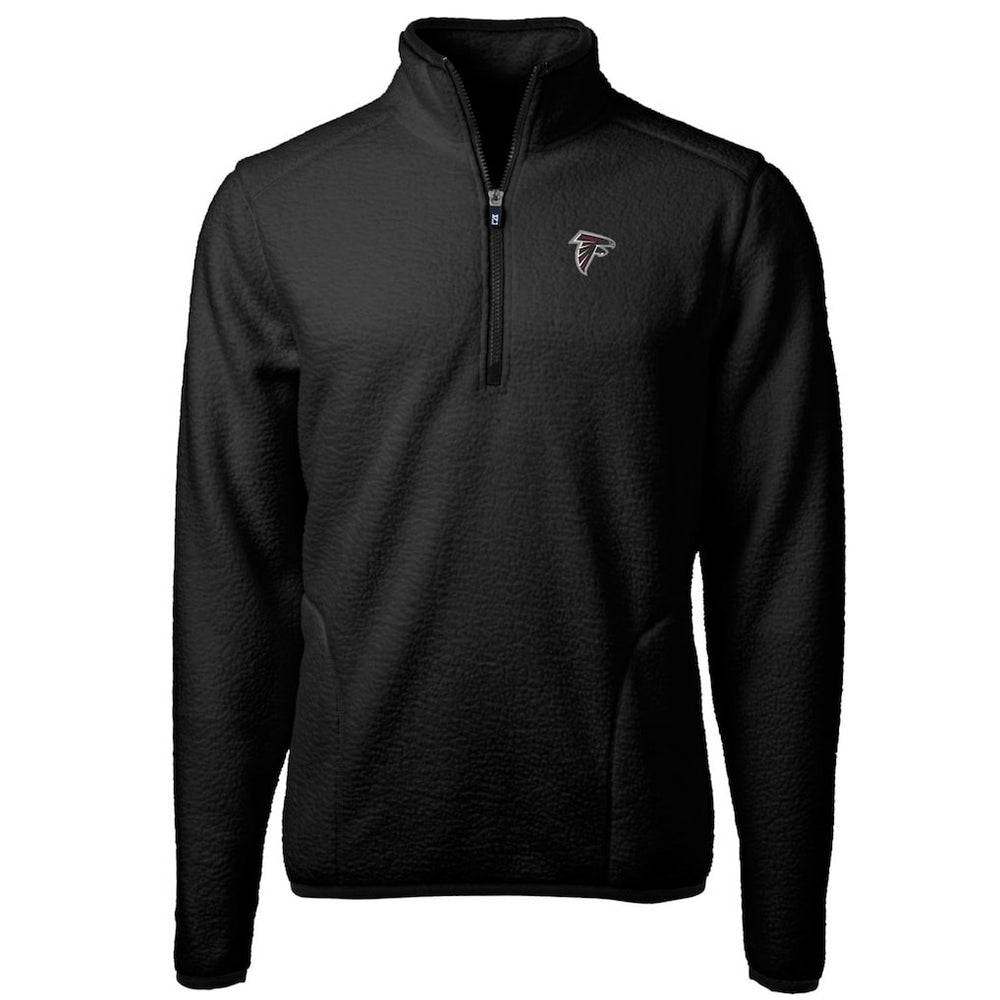 Atlanta Falcons Cutter & Buck Big & Tall Cascade Eco Sherpa Fleece Quarter-Zip Pullover Jacket - Black Pullover