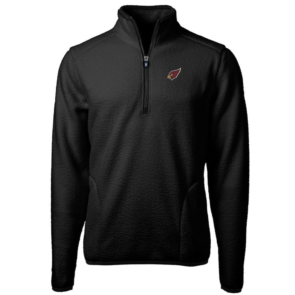 Arizona Cardinals Cutter & Buck Big & Tall Cascade Eco Sherpa Fleece Quarter-Zip Pullover Jacket - Black Pullover