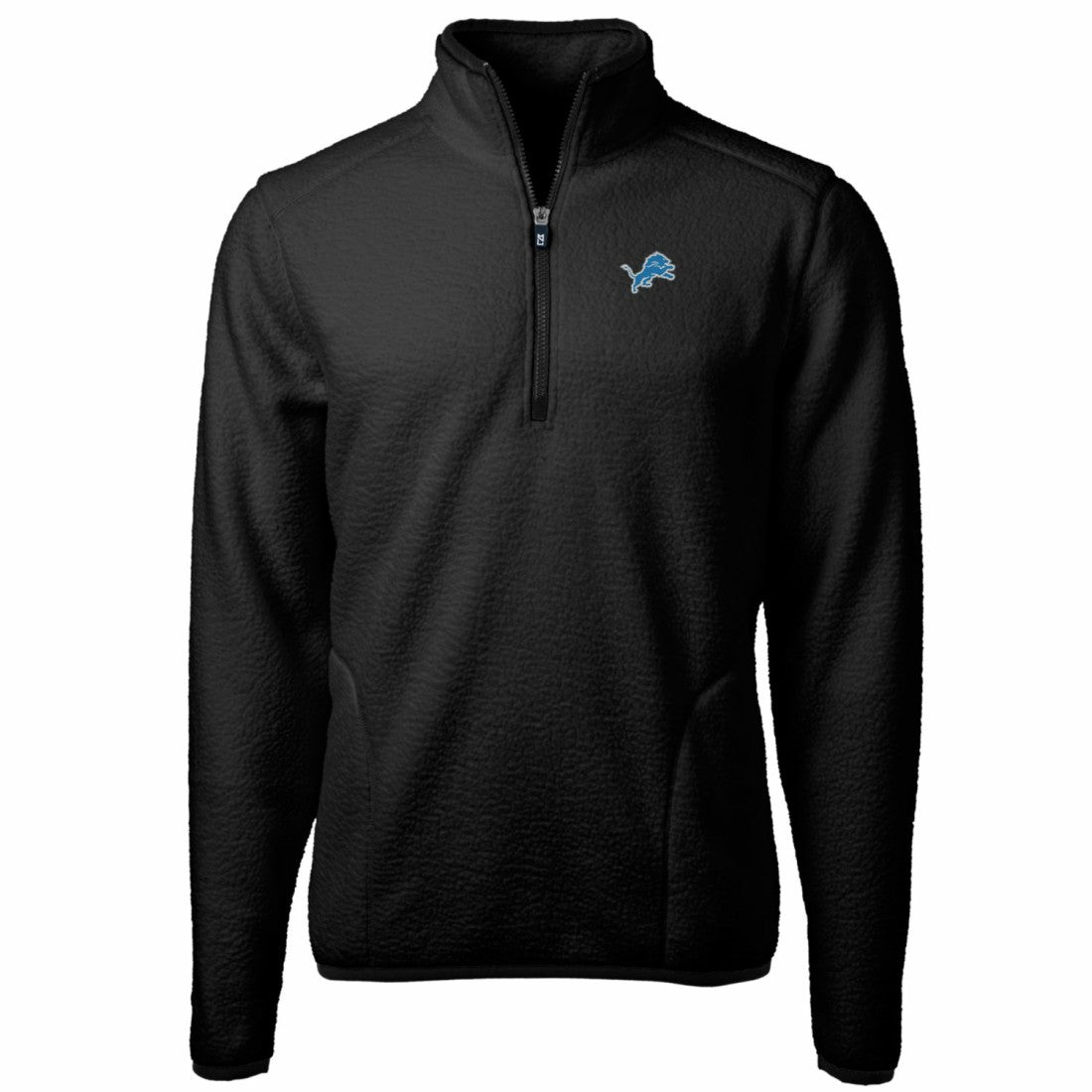 Detroit Lions Cutter & Buck Big & Tall Cascade Eco Sherpa Fleece Quarter-Zip Pullover Jacket - Black Pullover