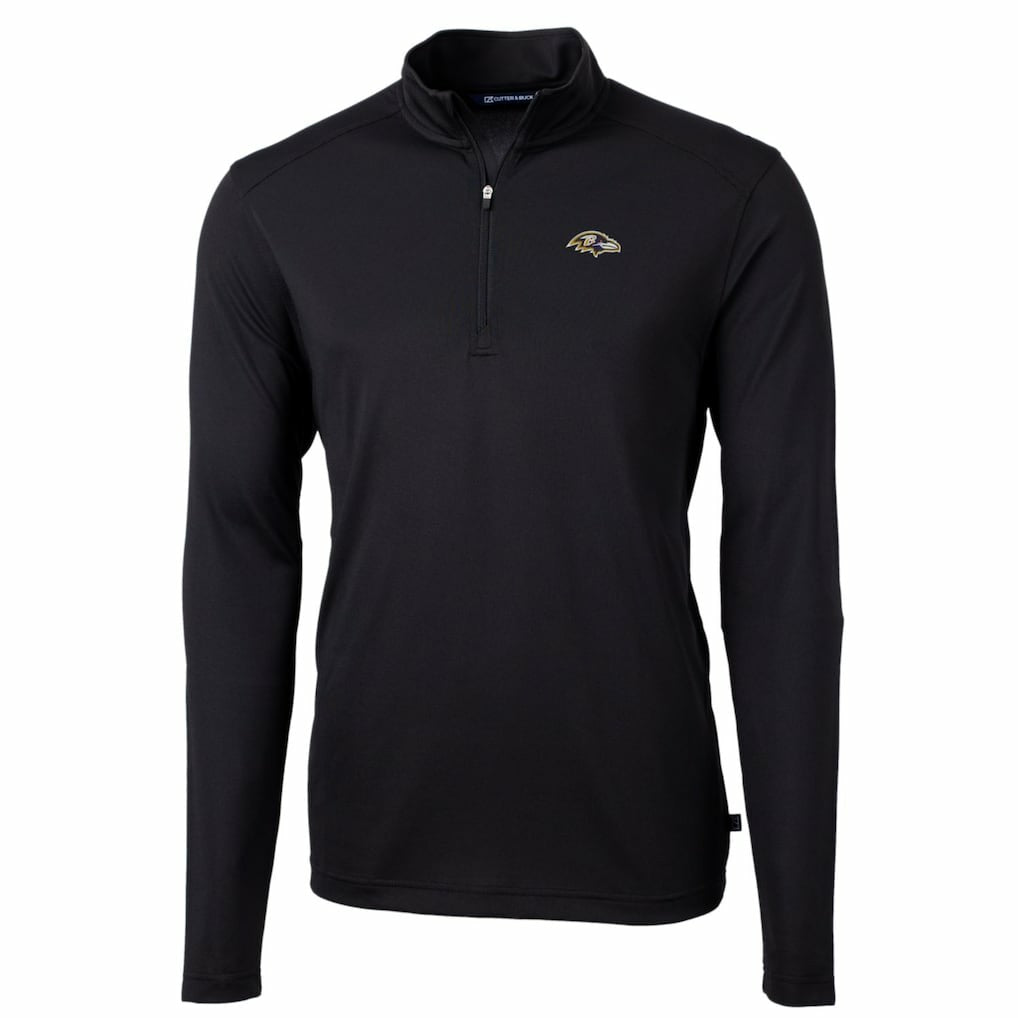 Baltimore Ravens Cutter & Buck Big & Tall Virtue Eco Pique Quarter-Zip Pullover Jacket - Black Pullover