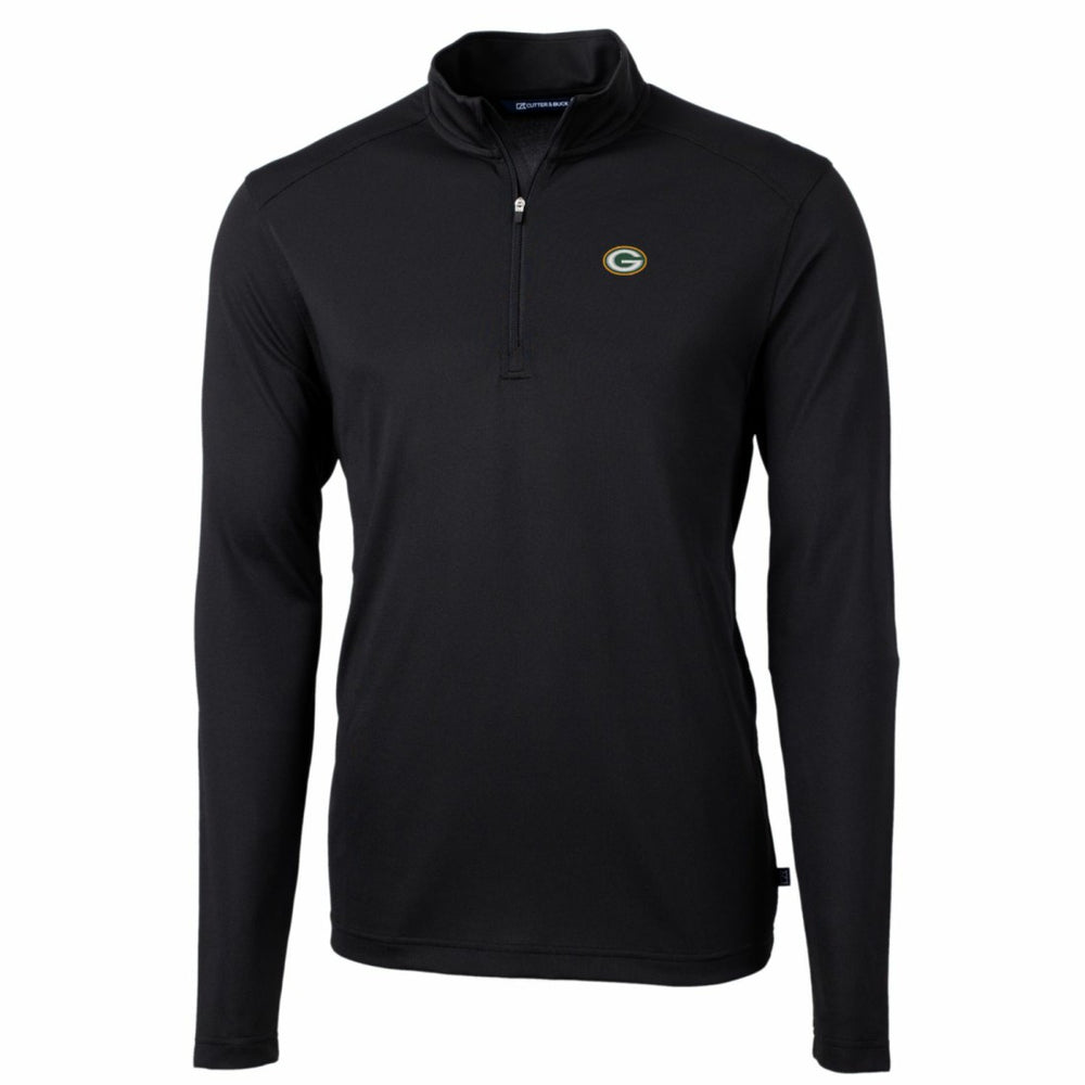 Green Bay Packers Cutter & Buck Big & Tall Virtue Eco Pique Quarter-Zip Pullover Jacket - Black Pullover
