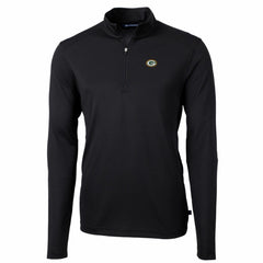 Green Bay Packers Cutter & Buck Big & Tall Virtue Eco Pique Quarter-Zip Pullover Jacket - Black Pullover