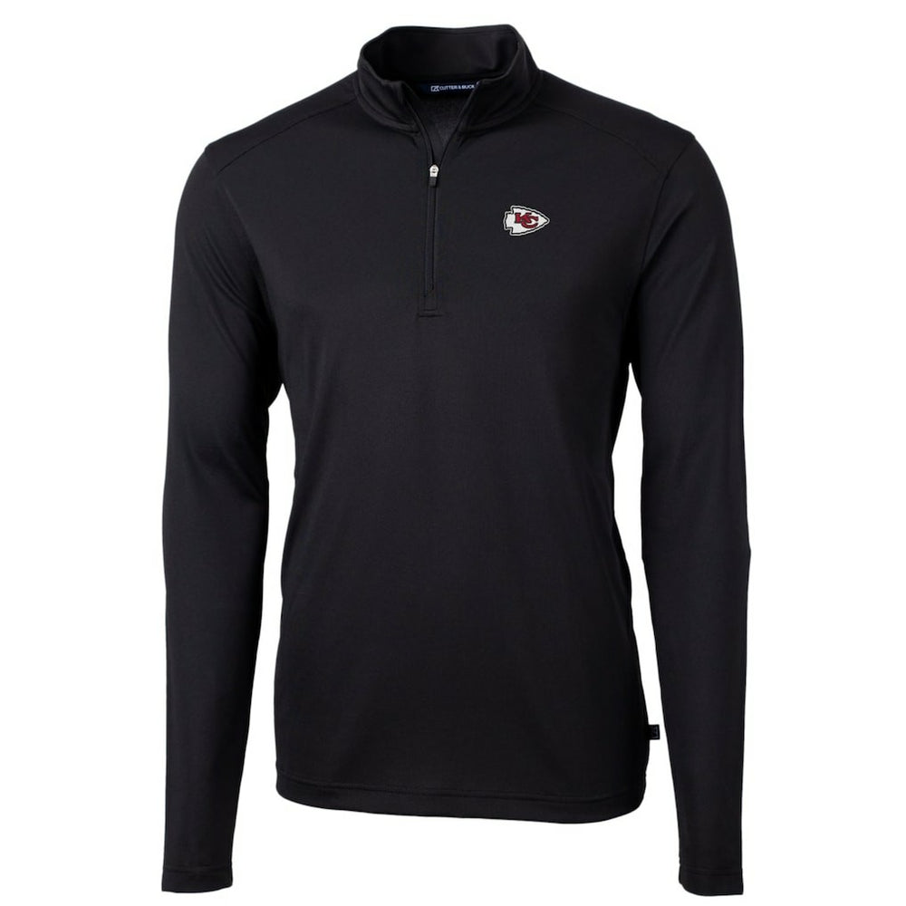 Kansas City Chiefs Cutter & Buck Big & Tall Virtue Eco Pique Quarter-Zip Pullover Jacket - Black Pullover