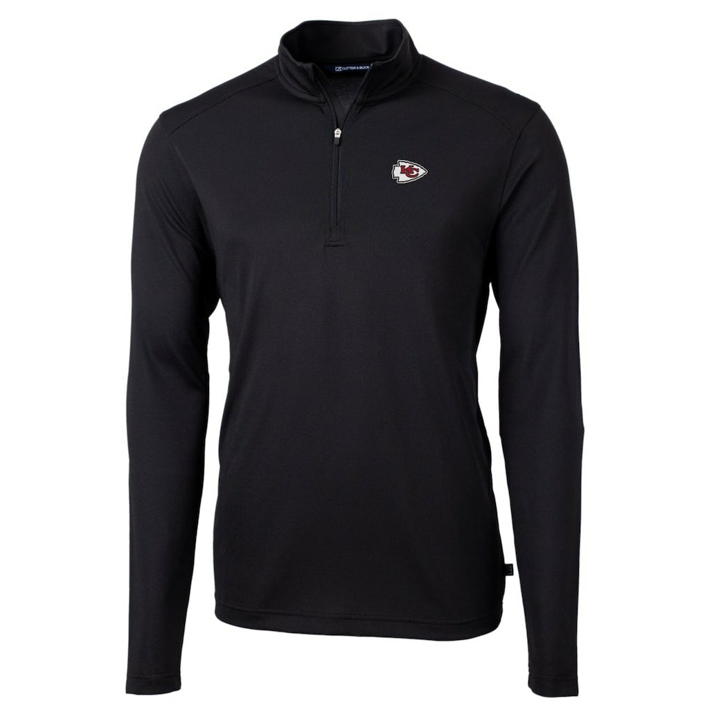 Kansas City Chiefs Cutter & Buck Big & Tall Virtue Eco Pique Quarter-Zip Pullover Jacket - Black Pullover