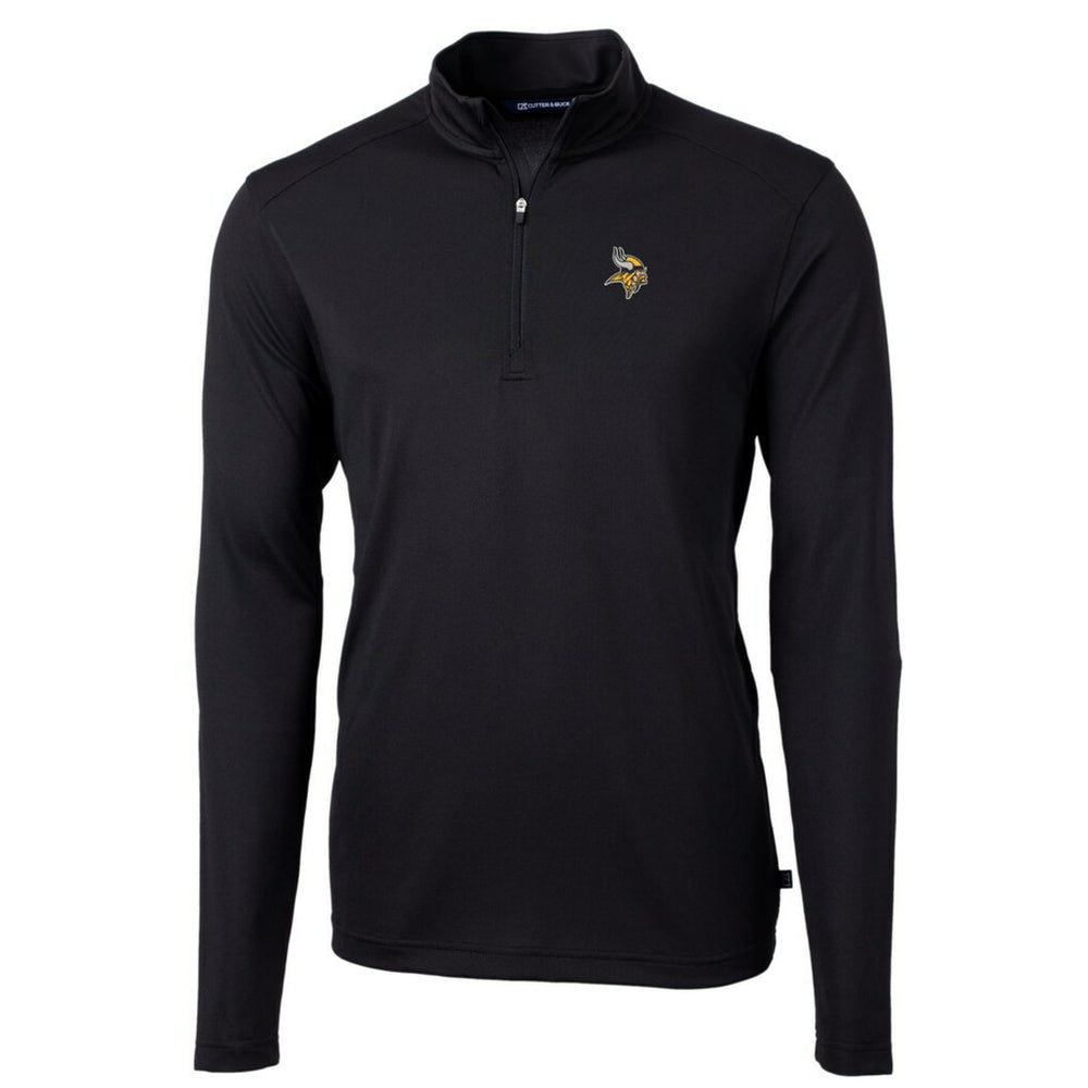 Minnesota Vikings Cutter & Buck Big & Tall Virtue Eco Pique Quarter-Zip Pullover Jacket - Black Pullover